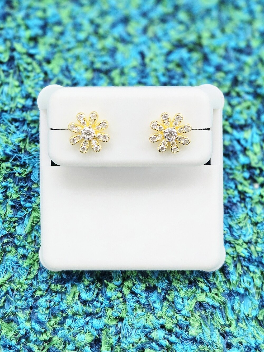 Moissanite Flower Earrings - Gold over Sterling Silver - 1 CTW